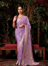 Lavender Luxe Viscose Dola Silk Sari