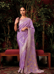 Lavender Luxe Viscose Dola Silk Sari