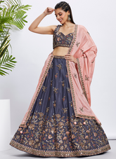 Nakshatra Voilet Embroidery Lehenga