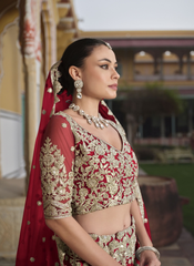 Nakshatra Red Embroidered Bridesmaid Lehenga