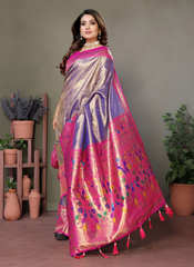 Nakshatra Lavender Banarasi Tissue Silk Saree