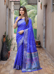 Nakshatra Royal Blue Bandini Saree in Dola Silk