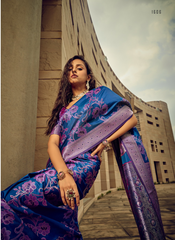 Royal Blue Satin silk saree