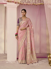 Nakshatra Light Pink Dola silk saree