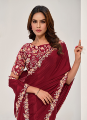 Nakshatra Maroon Silk Saree