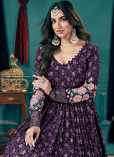 Nakshatra Dark Purple Georgette Suits