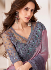 Nakshatra Lavender Chiffon Saree