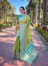 Nakshatra Green Silk saree