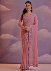 Nakshatra Rose Pink sequenced saree