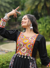 Nakshatra Black Gamathi Patch work Gown