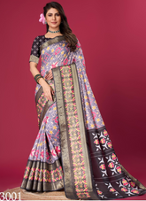 Nakshatra Greyish Black Patola silk saree