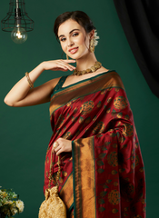 Nakshatra Maroon Banarasi Saree