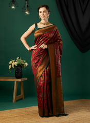 Nakshatra Maroon Banarasi Saree