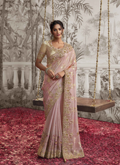 Radiant Rosewater Zari Saree