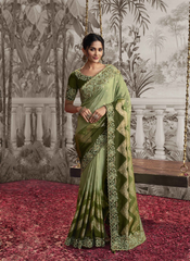 Emerald Elegance Jacquard Saree