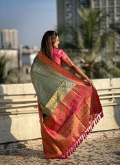 Nakshatra Blue Weaved Tissue Silk Saree