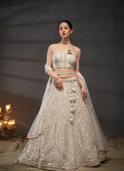 Nakshatra Cream Net Lehenga