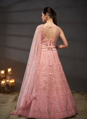 Nakshatra Pink Net Lehenga