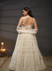 Nakshatra Cream Net Lehenga