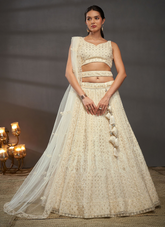 Nakshatra Cream Net Lehenga