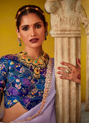 Nakshatra Lavender Glass Tissue Saree