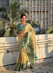 Nakshatra Pista Weaved Tissue Silk Saree