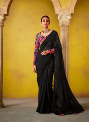 Nakshatra Black Glass Tissue Saree
