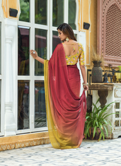 Nakshatra Ombre Maroon Chiffon Saree