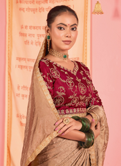 Nakshatra Brown Silk Jaquard Saree