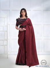 Nakshatra Maroon crushed saree