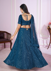 Nakshatra Blue Party Wear Sequence Lehenga