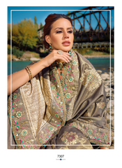 Moonlit Silver Elegance Banarasi Silk Ensemble