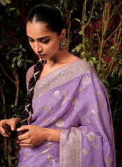 Lavender Luxe Viscose Dola Silk Sari