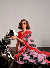 Nakshatra Pink Geometric Zigzag saree