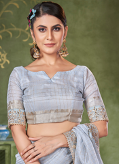 Nakshtra Sky Blue Gotta Patti Saree