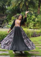 Nakshatra Black Gamathi Patch work Gown