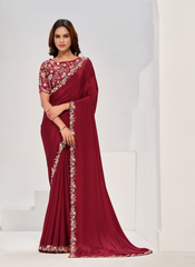 Nakshatra Maroon Silk Saree
