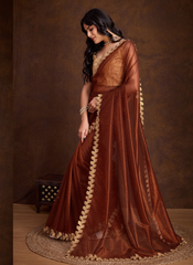Nakshatra Chocolate Brown Saree