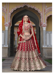 Nakshatra Red Embroidered Bridesmaid Lehenga