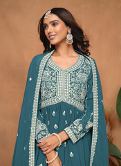 Nakshatra Teal Sharara Suits