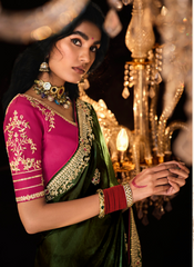 Glamorous Green Wedding saree