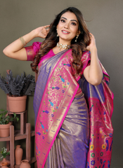 Nakshatra Lavender Banarasi Tissue Silk Saree
