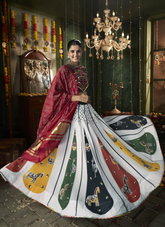 Nakshatra White Multicolored Navratri Lehenga Choli