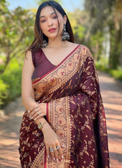 Nakshatra Magenta Banarsi Silk sari