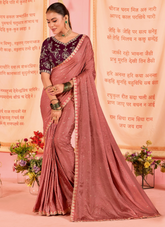 Nakshatra Rust Orange Silk Jaquard Saree