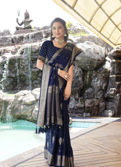 Nakshatra Blue satin silk saree.