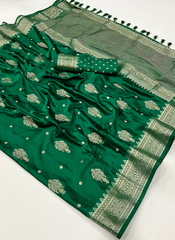 Nakshatra Green satin silk saree.