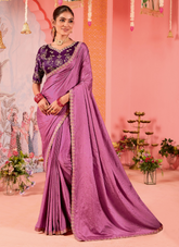 Nakshatra Pink Silk Jaquard Saree