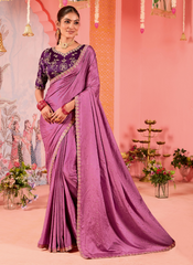 Nakshatra Pink Silk Jaquard Saree