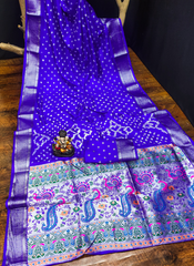 Nakshatra Royal Blue Bandini Saree in Dola Silk